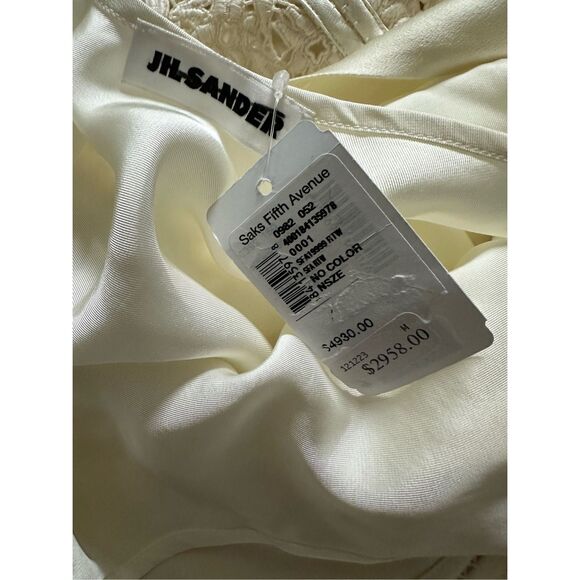 NWT Jil Sander Scoop Neck Floral Lace Asymmetric Midi-Dress Size 38 (US 8) - Picture 13 of 14